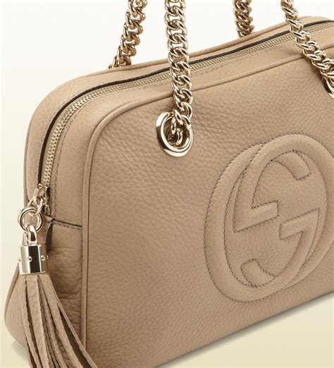 gucci cream leather soho plaque shoulder bag|Gucci soho tote bag medium.